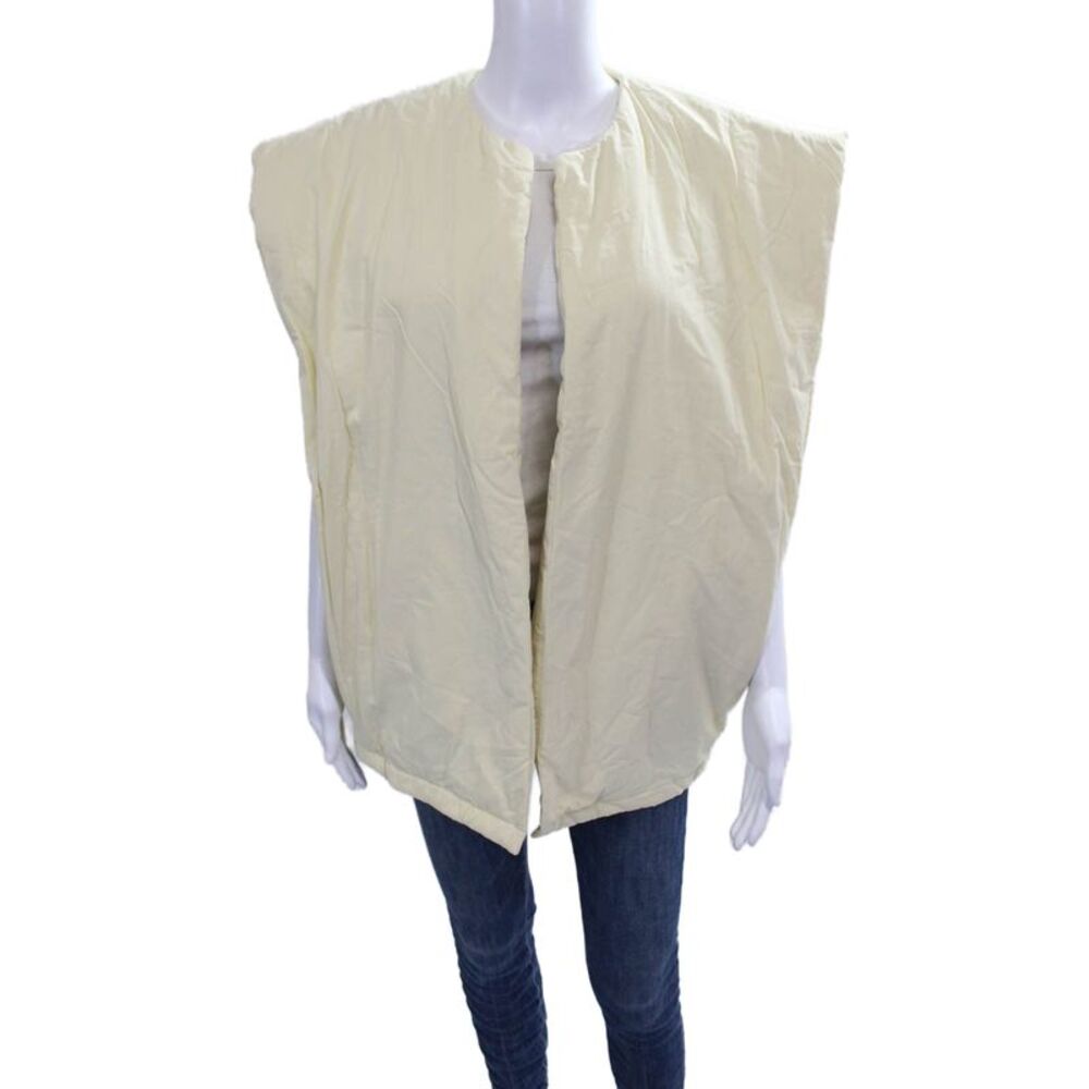 Self Contrast Womens Quilted Sleeveless Vest Yellow 100% Cotton Size One Size